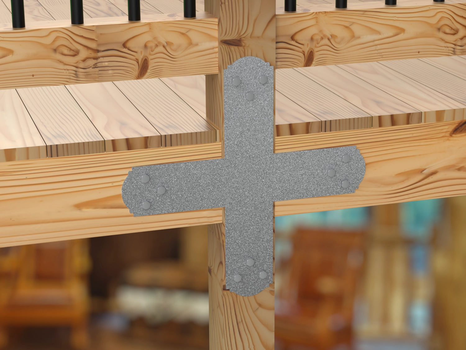 X Bracket - Crowned Style - For 4 Inch Lumber - Wood Post Brackets - construction brackets - brackets for post and beam construction - beam supports - post support - timber frame brackets - barndominium brackets - exposed beam brackets