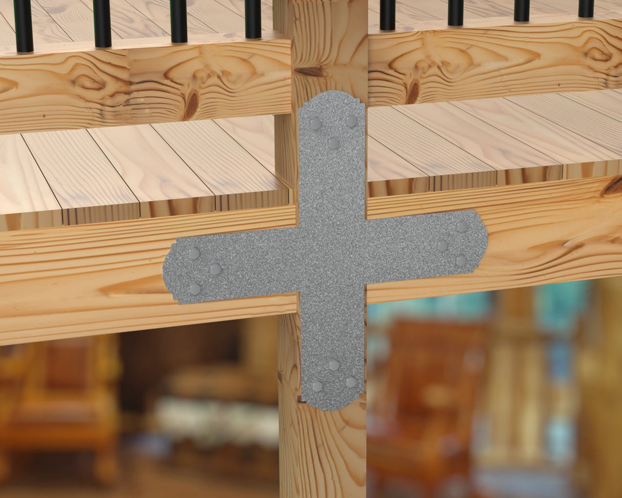X Bracket - Crowned Style - For 4 Inch Lumber - Wood Post Brackets - construction brackets - brackets for post and beam construction - beam supports - post support - timber frame brackets - barndominium brackets - exposed beam brackets