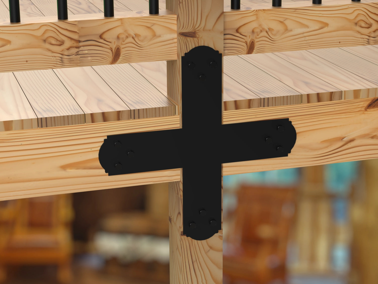 X Bracket - Crowned Style - For 4 Inch Lumber - Wood Post Brackets - construction brackets - brackets for post and beam construction - beam supports - post support - timber frame brackets - barndominium brackets - exposed beam brackets