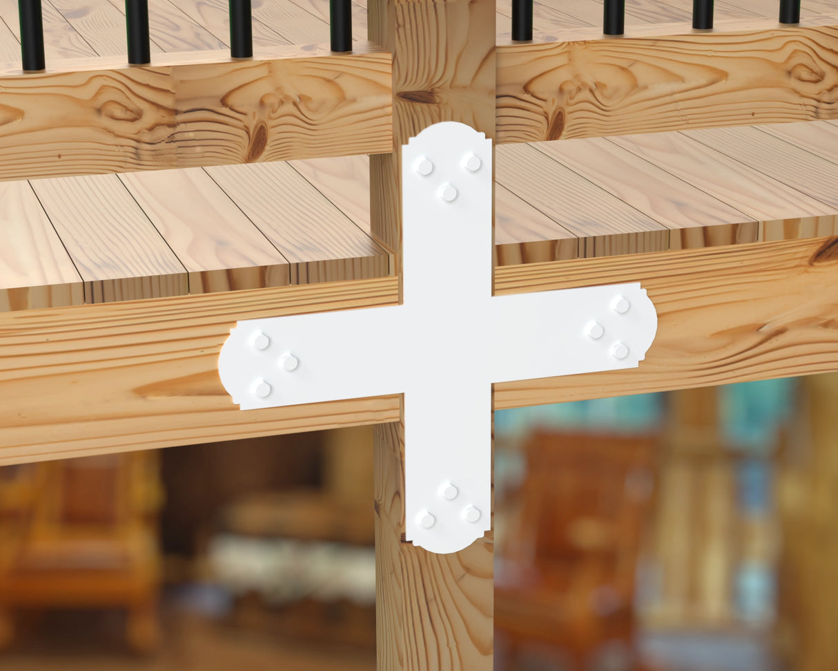 X Bracket - Crowned Style - For 4 Inch Lumber - Wood Post Brackets - construction brackets - brackets for post and beam construction - beam supports - post support - timber frame brackets - barndominium brackets - exposed beam brackets