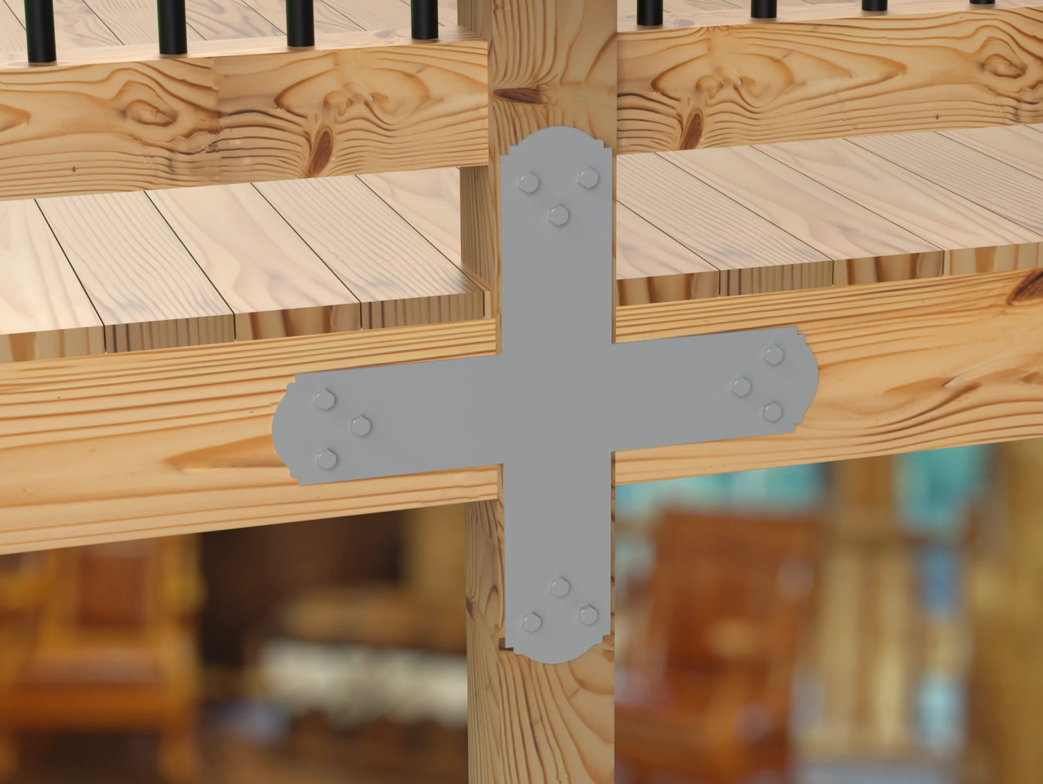 X Bracket - Crowned Style - For 4 Inch Lumber - Wood Post Brackets - construction brackets - brackets for post and beam construction - beam supports - post support - timber frame brackets - barndominium brackets - exposed beam brackets