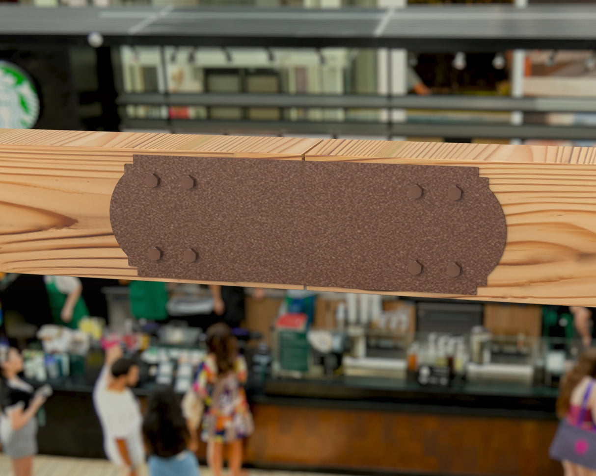 Straight Bracket - Crowned Style - For 8 Inch Lumber - Wood Post Brackets - construction brackets - brackets for post and beam construction - beam supports - post support - timber frame brackets - barndominium brackets - exposed beam brackets