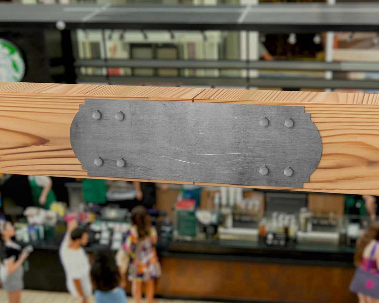 Straight Bracket - Crowned Style - For 8 Inch Lumber - Wood Post Brackets - construction brackets - brackets for post and beam construction - beam supports - post support - timber frame brackets - barndominium brackets - exposed beam brackets