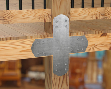 X Bracket - Crowned Style - For 8 Inch Lumber - Wood Post Brackets - construction brackets - brackets for post and beam construction - beam supports - post support - timber frame brackets - barndominium brackets - exposed beam brackets