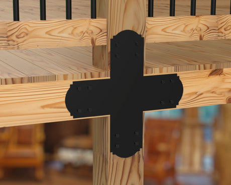 X Bracket - Crowned Style - For 8 Inch Lumber - Wood Post Brackets - construction brackets - brackets for post and beam construction - beam supports - post support - timber frame brackets - barndominium brackets - exposed beam brackets