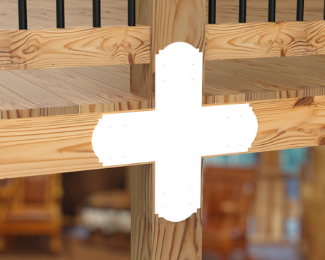 X Bracket - Crowned Style - For 8 Inch Lumber - Wood Post Brackets - construction brackets - brackets for post and beam construction - beam supports - post support - timber frame brackets - barndominium brackets - exposed beam brackets