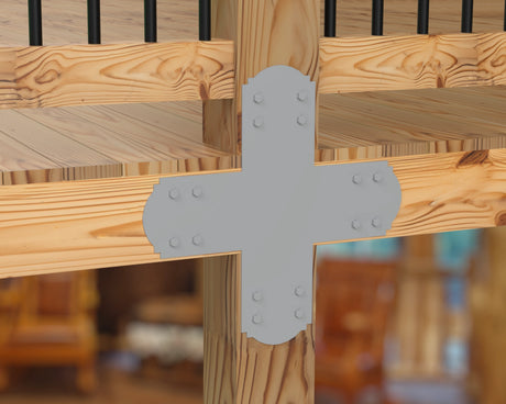 X Bracket - Crowned Style - For 8 Inch Lumber - Wood Post Brackets - construction brackets - brackets for post and beam construction - beam supports - post support - timber frame brackets - barndominium brackets - exposed beam brackets