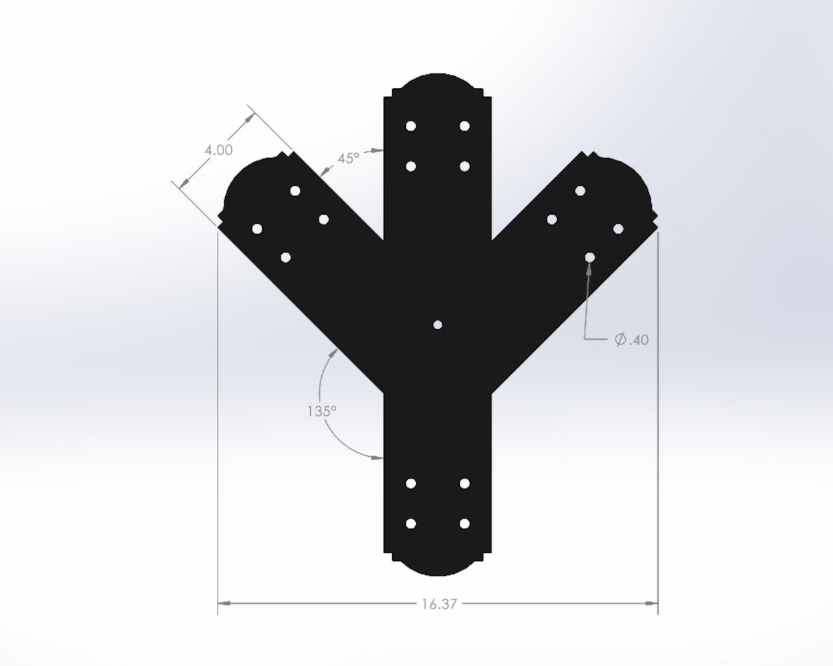 Y Bracket with Center Leg - Crowned Style - For 6 Inch Lumber - Wood Post Brackets - construction brackets - brackets for post and beam construction - beam supports - post support - timber frame brackets - post frame buildings - barndominium brackets - exposed beam brackets