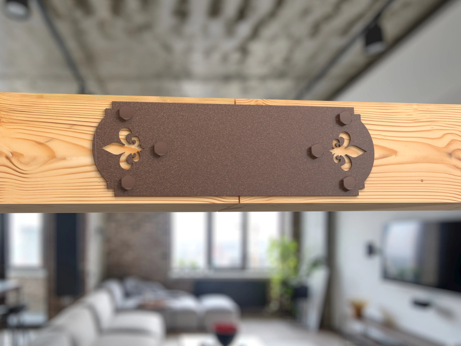 Straight Bracket - Crowned Fleur De Lis - For 8 Inch Lumber - Wood Post Brackets - construction brackets - brackets for post and beam construction - beam supports - post support - timber frame brackets - barndominium brackets - exposed beam brackets