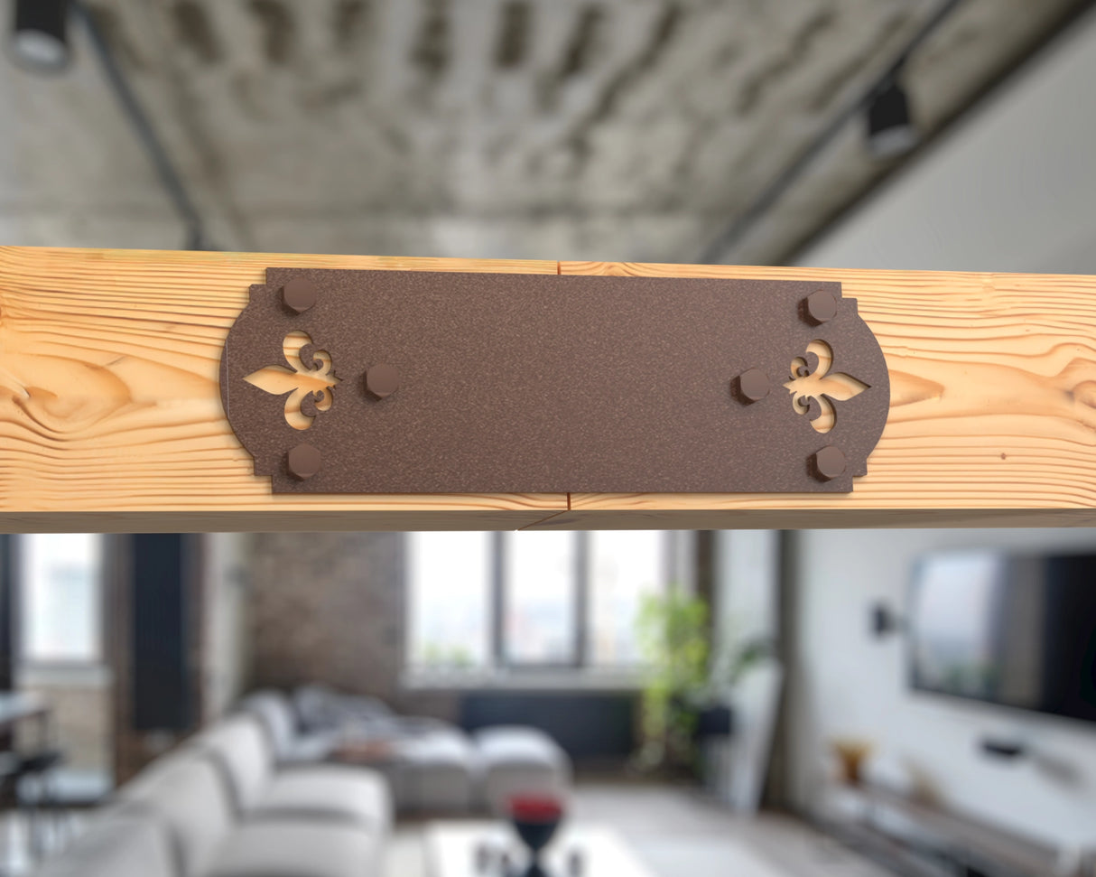 Straight Bracket - Crowned Fleur De Lis - For 8 Inch Lumber - Wood Post Brackets - construction brackets - brackets for post and beam construction - beam supports - post support - timber frame brackets - barndominium brackets - exposed beam brackets