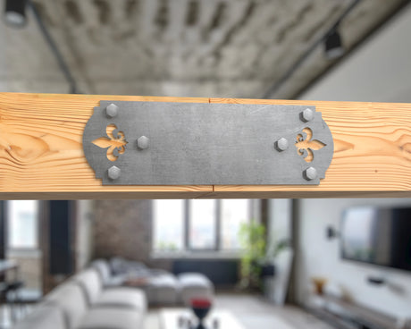 Straight Bracket - Crowned Fleur De Lis - For 8 Inch Lumber - Wood Post Brackets - construction brackets - brackets for post and beam construction - beam supports - post support - timber frame brackets - barndominium brackets - exposed beam brackets