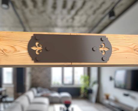 Straight Bracket - Crowned Fleur De Lis - For 8 Inch Lumber - Wood Post Brackets - construction brackets - brackets for post and beam construction - beam supports - post support - timber frame brackets - barndominium brackets - exposed beam brackets