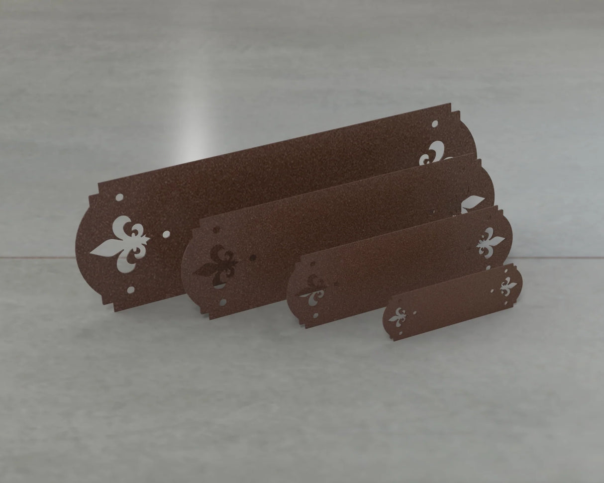 Crowned Fleur De Lis Style Straight Brackets - Various Sizes - Wood Post Brackets - construction brackets - brackets for post and beam construction - beam supports - post support - timber frame brackets - barndominium brackets - exposed beam brackets