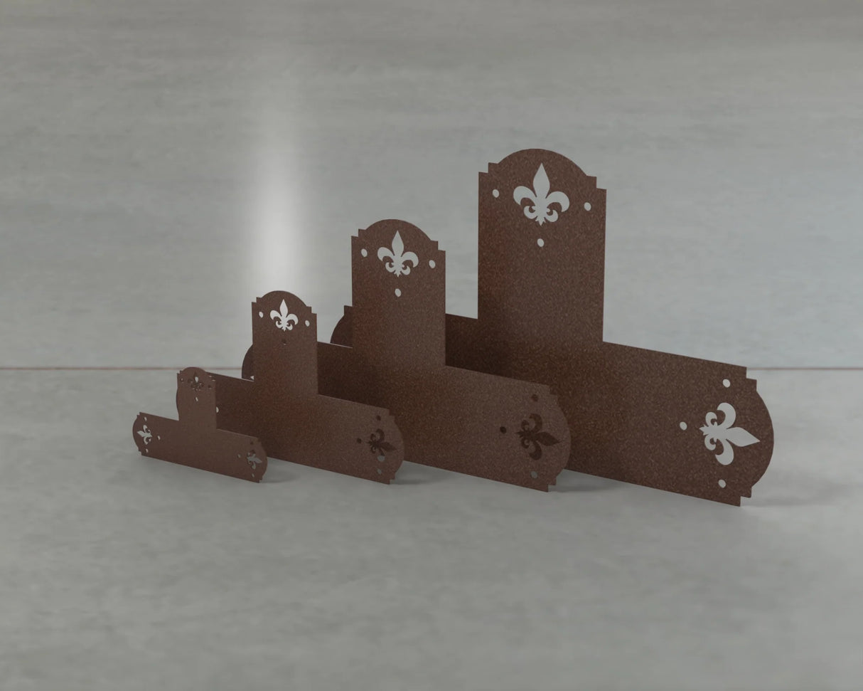 Crowned Fleur De Lis Style T Brackets - Various Sizes - Wood Post Brackets - construction brackets - brackets for post and beam construction - beam supports - post support - timber frame brackets - barndominium brackets - exposed beam brackets