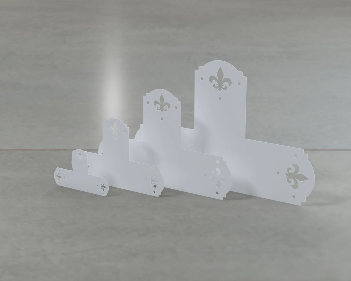 Crowned Fleur De Lis Style T Brackets - Various Sizes - Wood Post Brackets - construction brackets - brackets for post and beam construction - beam supports - post support - timber frame brackets - barndominium brackets - exposed beam brackets