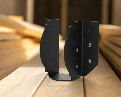 Joist Hangers - Crowned Style - True Sizes - Wood Post Brackets - construction brackets - brackets for post and beam construction - beam supports - post support - timber frame brackets - barndominium brackets - exposed beam brackets