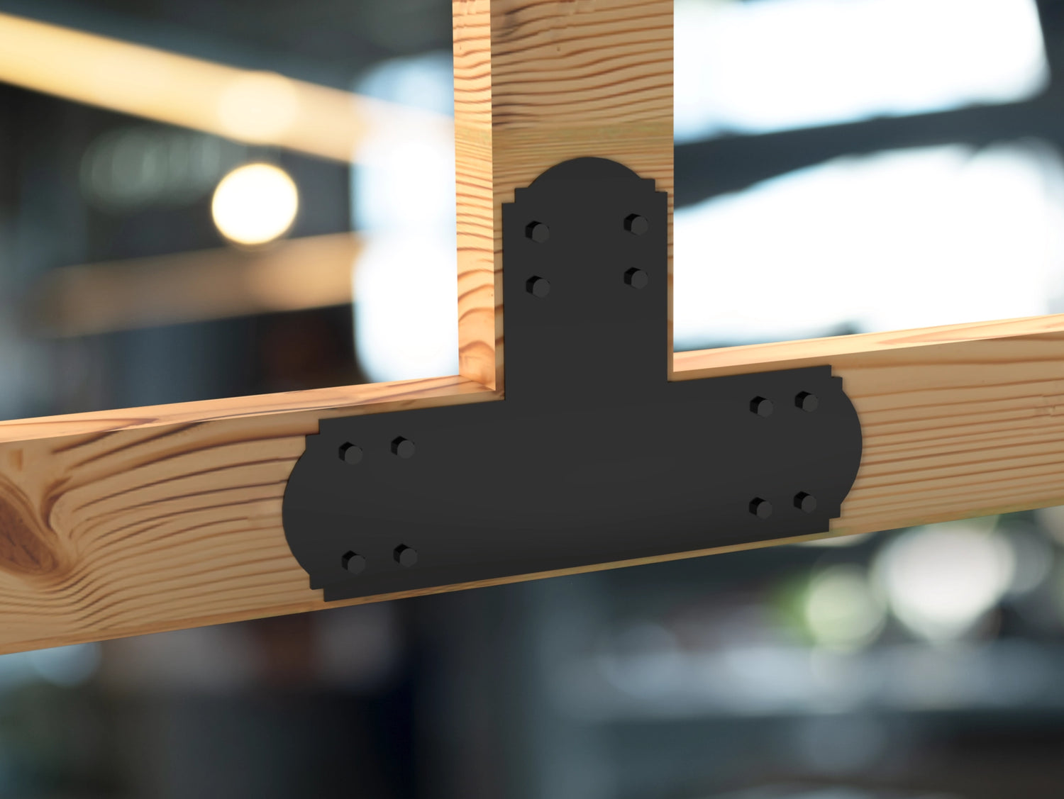 T Bracket - Crowned Style - For 6 Inch Lumber - Wood Post Brackets - construction brackets - brackets for post and beam construction - beam supports - post support - timber frame brackets - barndominium brackets - exposed beam brackets