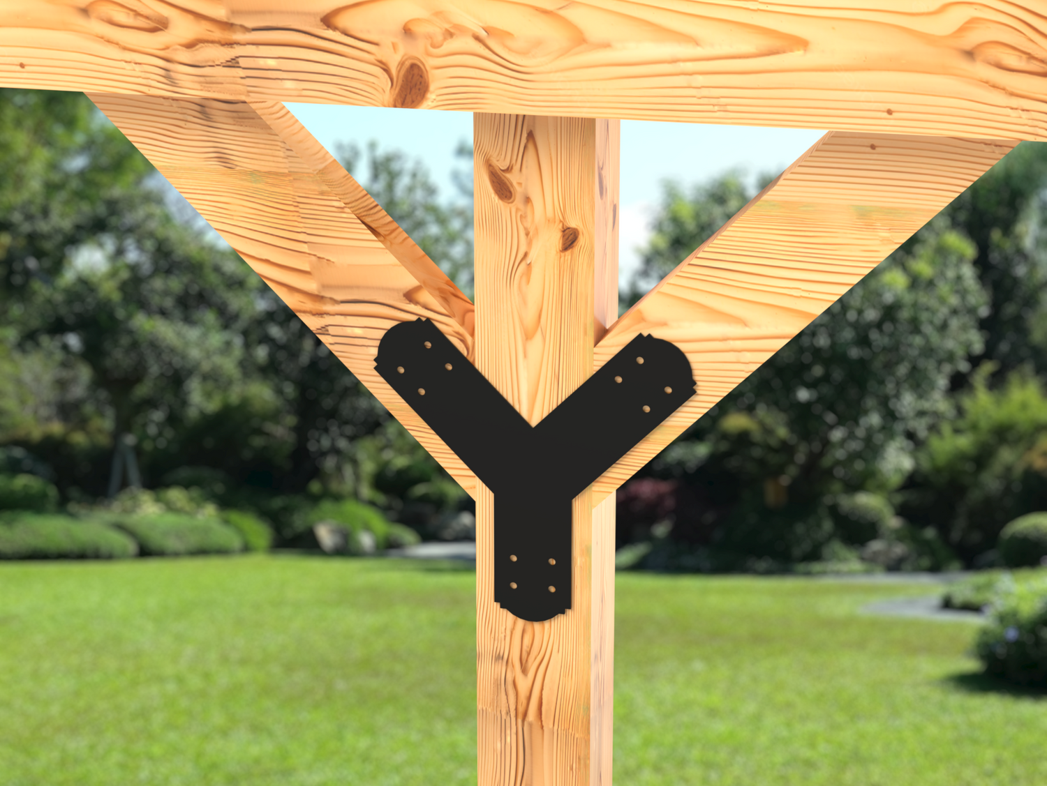 Y Bracket - Crowned Style - For 4 Inch Post - Wood Post Brackets - construction brackets - brackets for post and beam construction - beam supports - post support - timber frame brackets - post frame buildings - barndominium brackets - exposed beam brackets