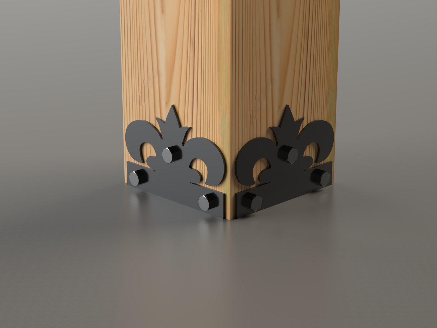 Decorative Post Base Plates (Pack of 2) - Fleur De Lis Style - Wood Post Brackets - construction materials - building supposrts - beam supports - post support - timber frame brackets - wood frame buildings - post frame buildings - barndominium brackets - exposed beam brackets