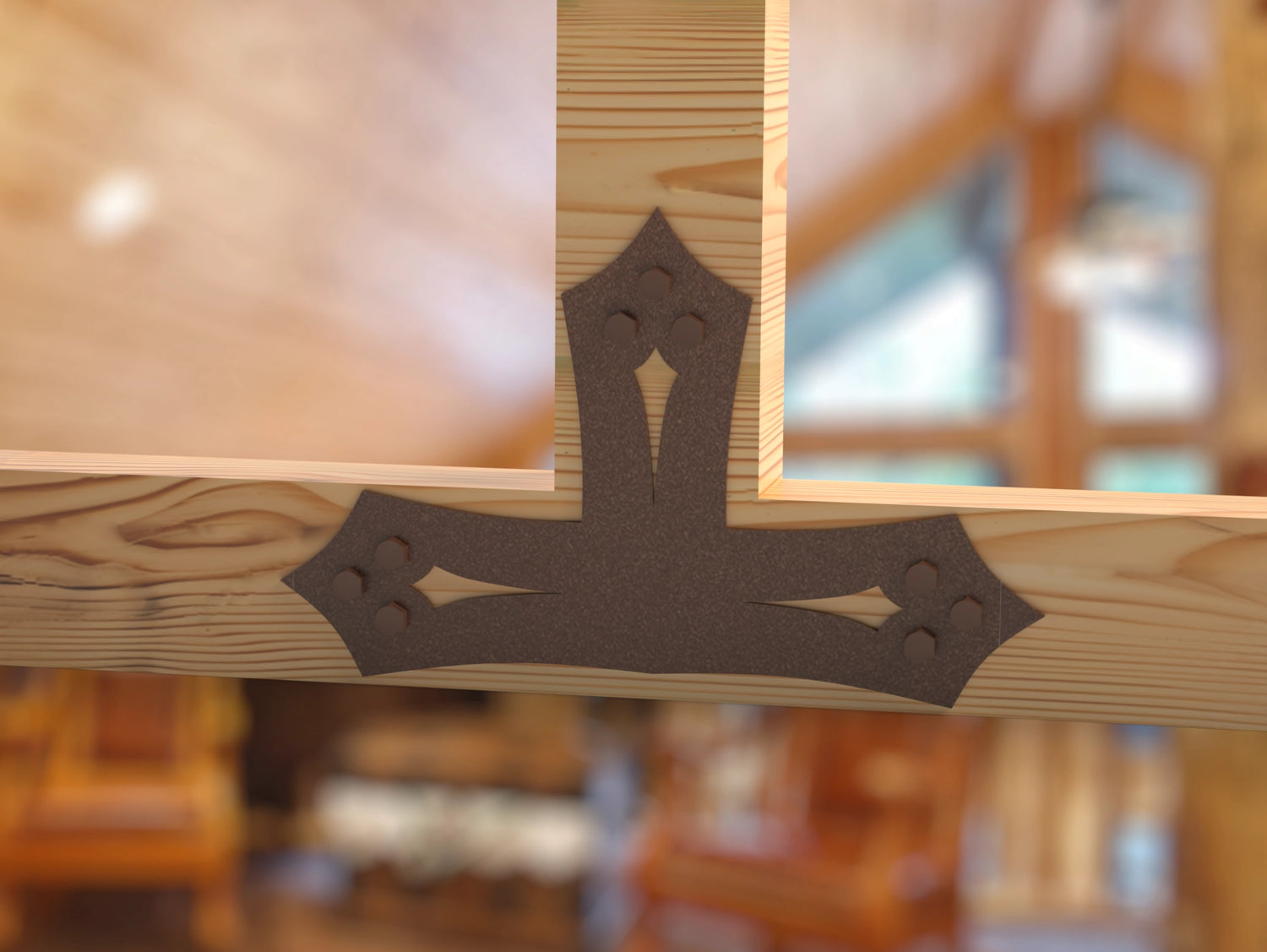 T Bracket - Gothic Style - For 4 Inch Lumber - Wood Post Brackets - construction brackets - brackets for post and beam construction - beam supports - post support - timber frame brackets - barndominium brackets - exposed beam brackets