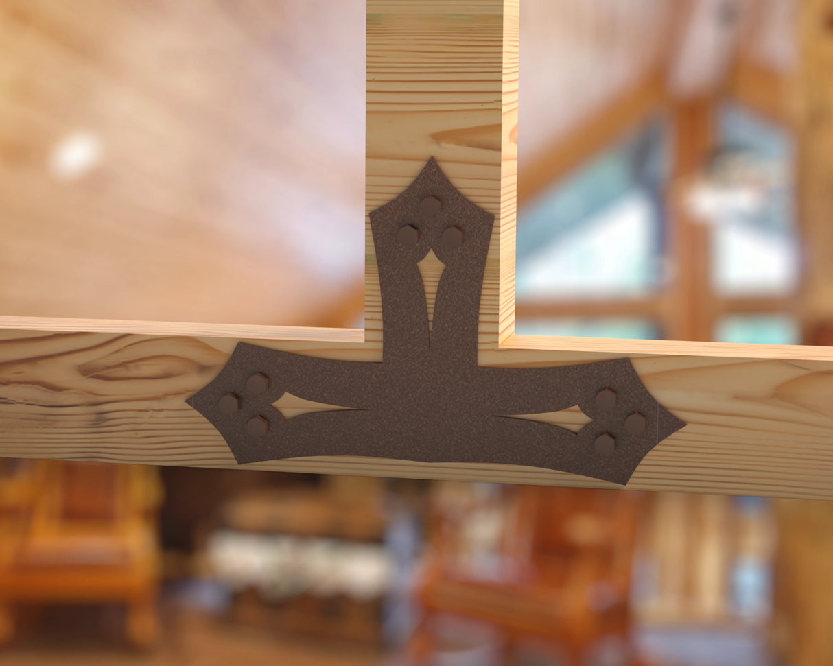 T Bracket - Gothic Style - For 4 Inch Lumber - Wood Post Brackets - construction brackets - brackets for post and beam construction - beam supports - post support - timber frame brackets - barndominium brackets - exposed beam brackets