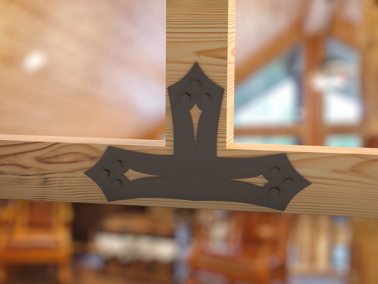 T Bracket - Gothic Style - For 4 Inch Lumber - Wood Post Brackets - construction brackets - brackets for post and beam construction - beam supports - post support - timber frame brackets - barndominium brackets - exposed beam brackets