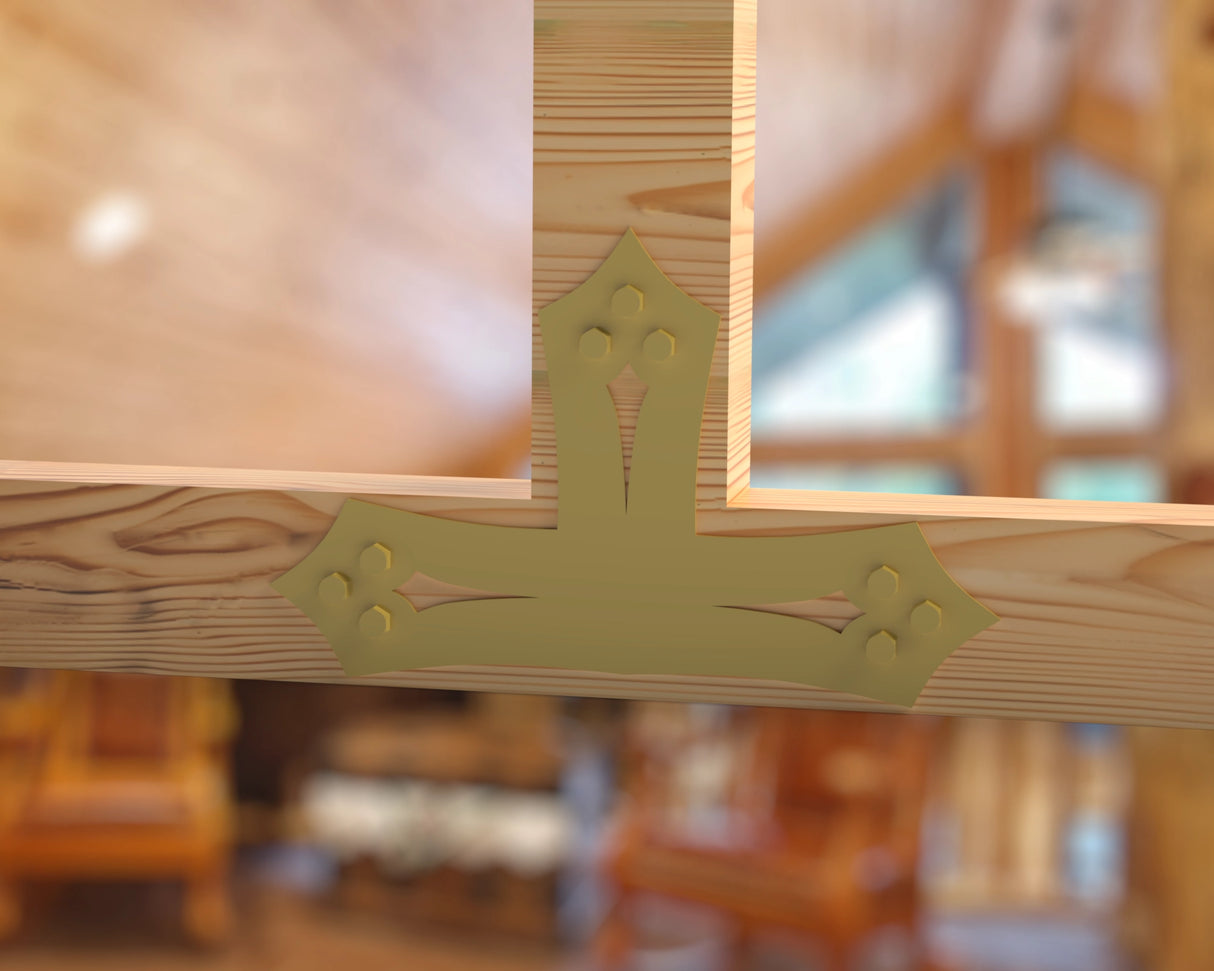 T Bracket - Gothic Style - For 4 Inch Lumber - Wood Post Brackets - construction brackets - brackets for post and beam construction - beam supports - post support - timber frame brackets - barndominium brackets - exposed beam brackets