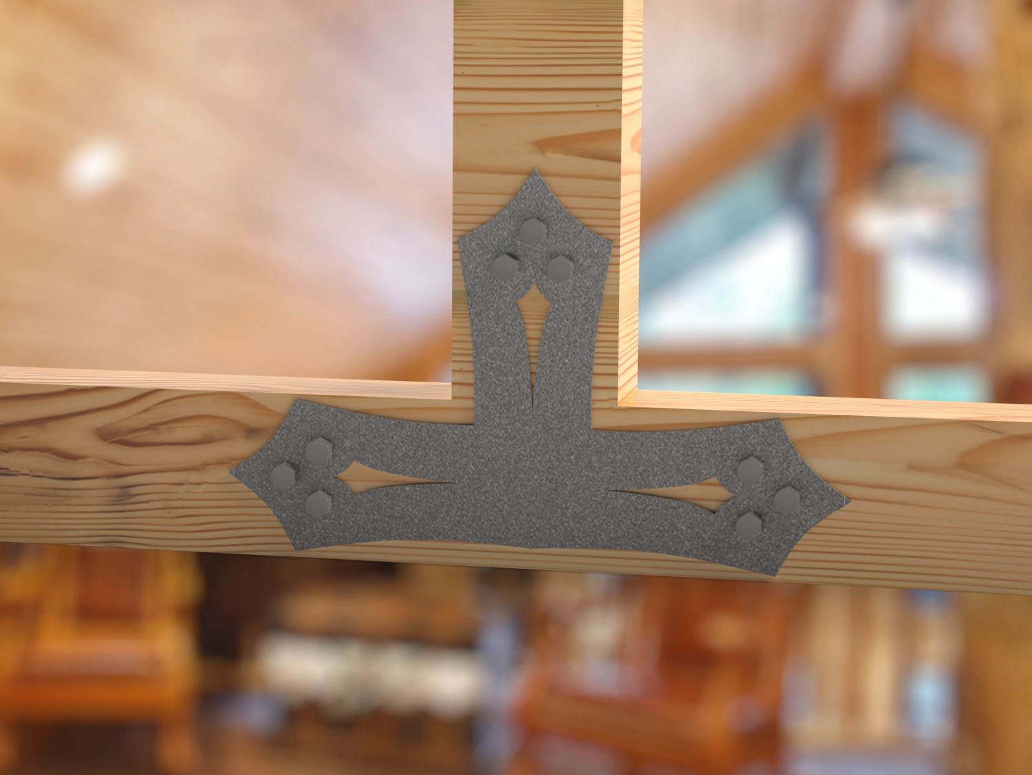 T Bracket - Gothic Style - For 4 Inch Lumber - Wood Post Brackets - construction brackets - brackets for post and beam construction - beam supports - post support - timber frame brackets - barndominium brackets - exposed beam brackets