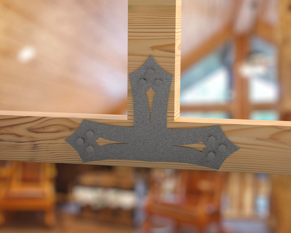 T Bracket - Gothic Style - For 4 Inch Lumber - Wood Post Brackets - construction brackets - brackets for post and beam construction - beam supports - post support - timber frame brackets - barndominium brackets - exposed beam brackets