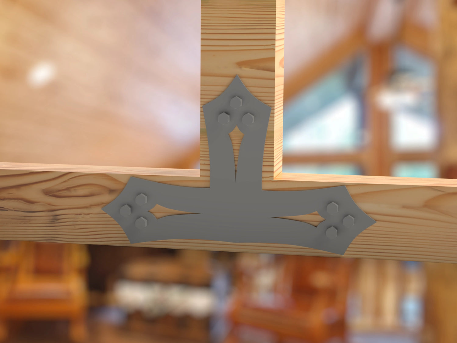 T Bracket - Gothic Style - For 4 Inch Lumber - Wood Post Brackets - construction brackets - brackets for post and beam construction - beam supports - post support - timber frame brackets - barndominium brackets - exposed beam brackets