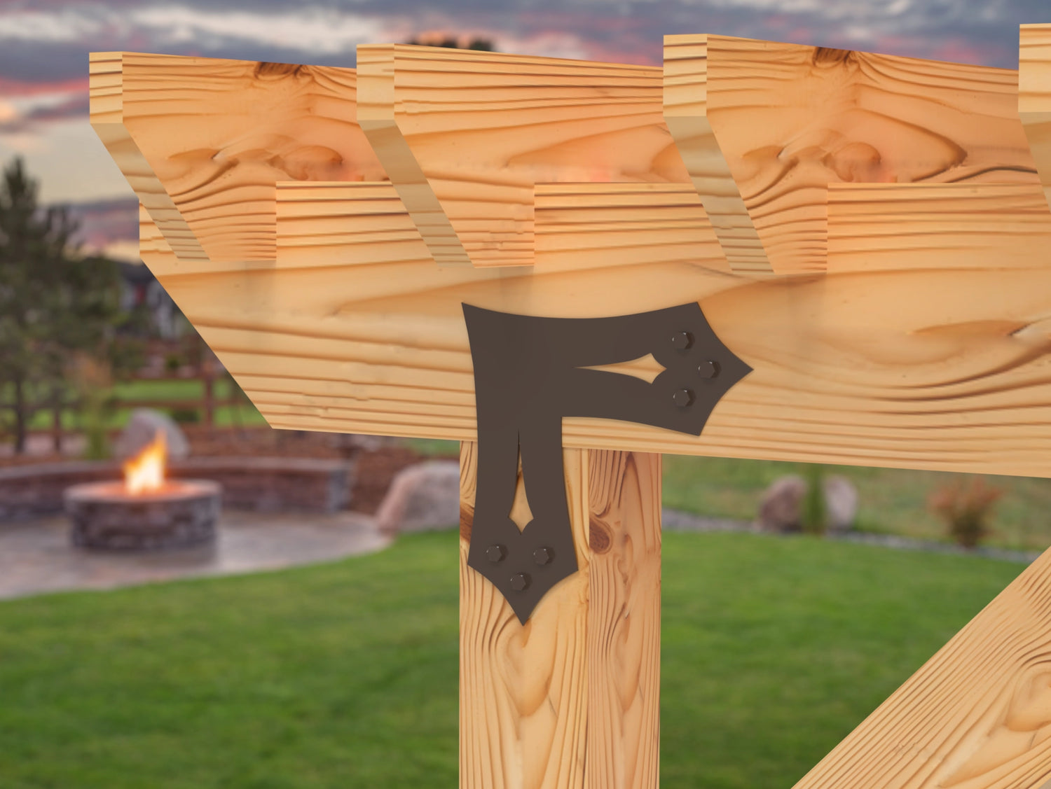 L Bracket - Gothic Style - For 8 Inch Lumber - Wood Post Brackets - construction brackets - brackets for post and beam construction - beam supports - post support - timber frame brackets - barndominium brackets - exposed beam brackets