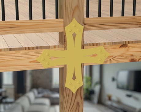 X Bracket - Gothic Style - For 8 Inch Lumber - Wood Post Brackets - construction brackets - brackets for post and beam construction - beam supports - post support - timber frame brackets - barndominium brackets - exposed beam brackets