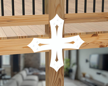X Bracket - Gothic Style - For 8 Inch Lumber - Wood Post Brackets - construction brackets - brackets for post and beam construction - beam supports - post support - timber frame brackets - barndominium brackets - exposed beam brackets
