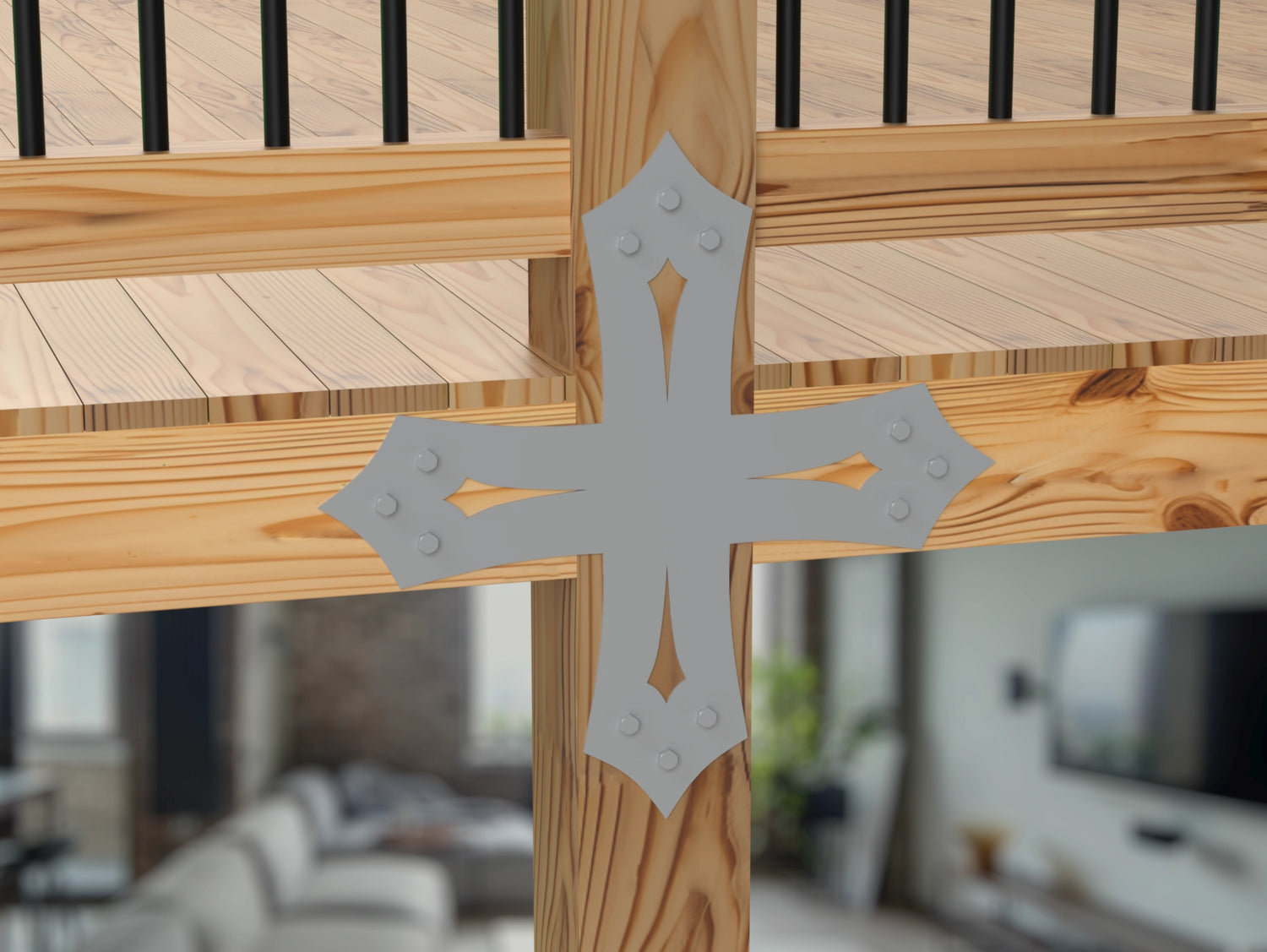 X Bracket - Gothic Style - For 8 Inch Lumber - Wood Post Brackets - construction brackets - brackets for post and beam construction - beam supports - post support - timber frame brackets - barndominium brackets - exposed beam brackets