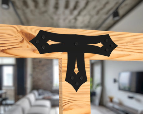 T Bracket - Gothic Style - For 8 Inch Lumber - Wood Post Brackets - construction brackets - brackets for post and beam construction - beam supports - post support - timber frame brackets - barndominium brackets - exposed beam brackets