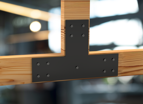 T Bracket - Industrial Style - 8 Inch Lumber - Wood Post Brackets - construction brackets - brackets for post and beam construction - beam supports - post support - timber frame brackets - barndominium brackets - exposed beam brackets