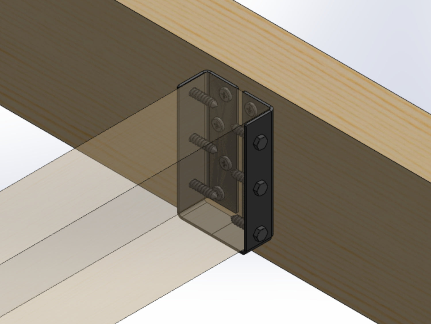 Joist Hangers - Hidden Flange Mount (True Sizes) - JHHM2-JHHM6 - Wood Post Brackets - construction materials - building supports - beam supports - post supports