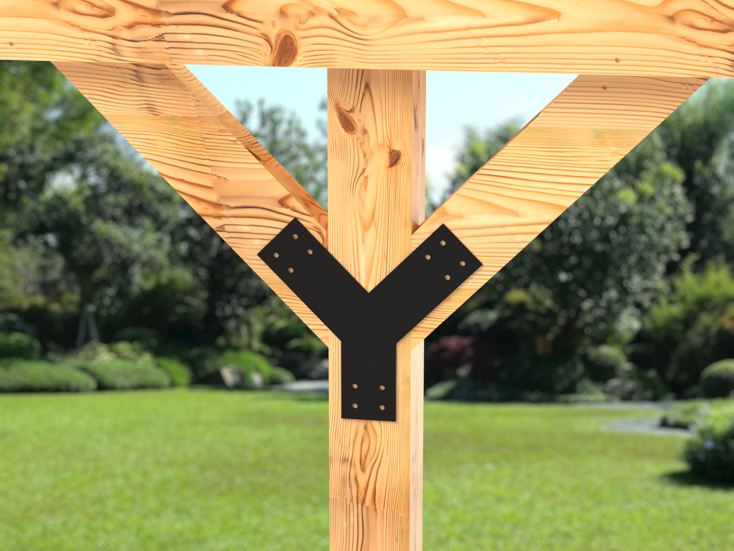 Y Bracket - Industrial Style - For 6 Inch Post - Wood Post Brackets - construction brackets - brackets for post and beam construction - beam supports - post support - timber frame brackets - post frame buildings - barndominium brackets - exposed beam brackets