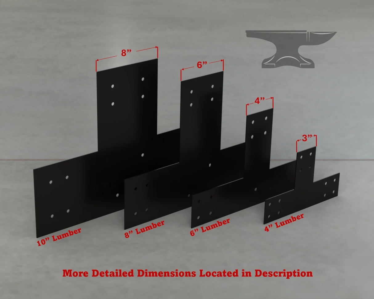Industrial Style T Brackets - Various Sizes - Wood Post Brackets - construction brackets - brackets for post and beam construction - beam supports - post support - timber frame brackets - barndominium brackets - exposed beam brackets