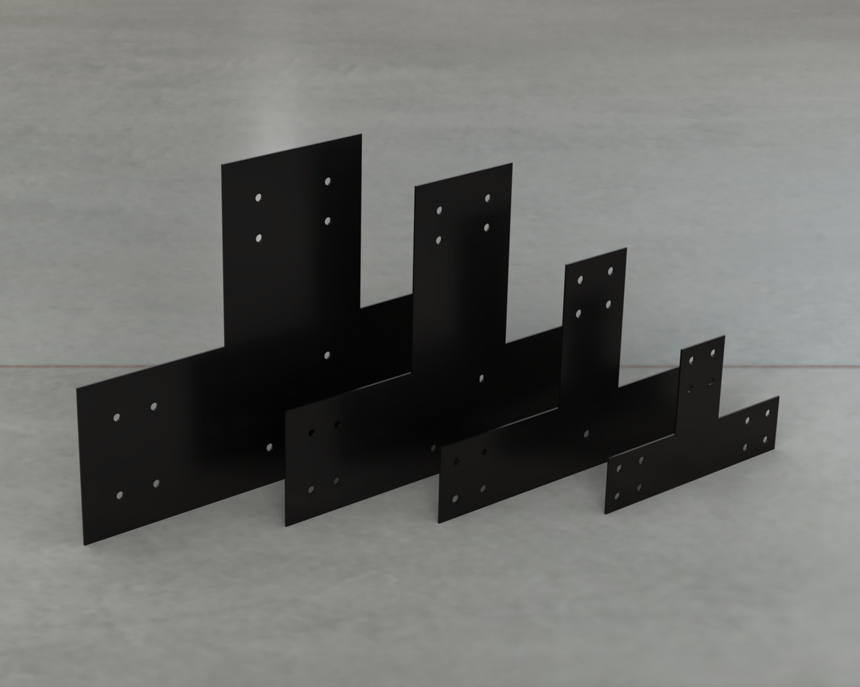 Industrial Style T Brackets - Various Sizes - Wood Post Brackets - construction brackets - brackets for post and beam construction - beam supports - post support - timber frame brackets - barndominium brackets - exposed beam brackets