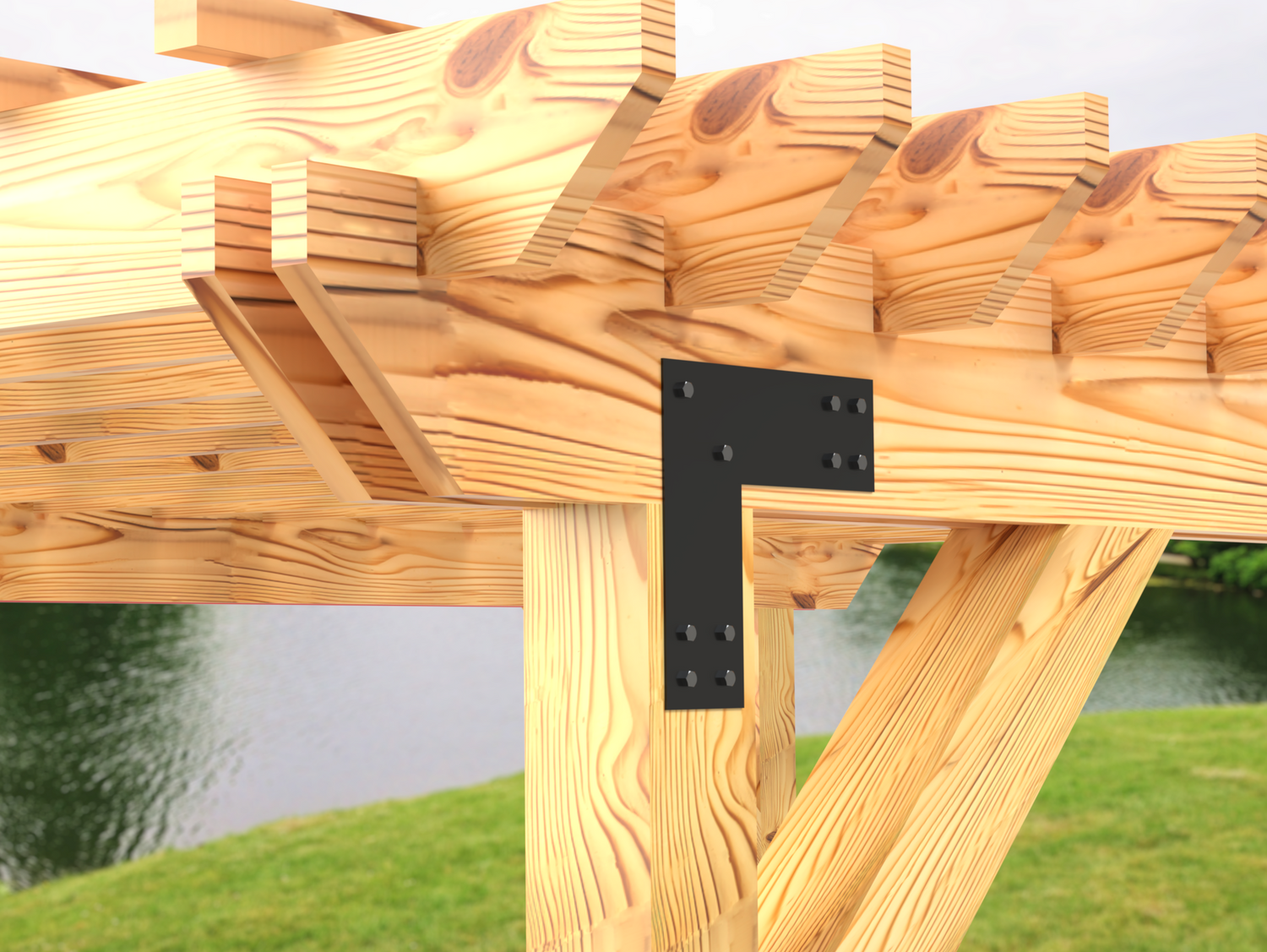 L Bracket - Industrial Style - 6 Inch Lumber - Wood Post Brackets - construction brackets - brackets for post and beam construction - beam supports - post support - timber frame brackets - barndominium brackets - exposed beam brackets
