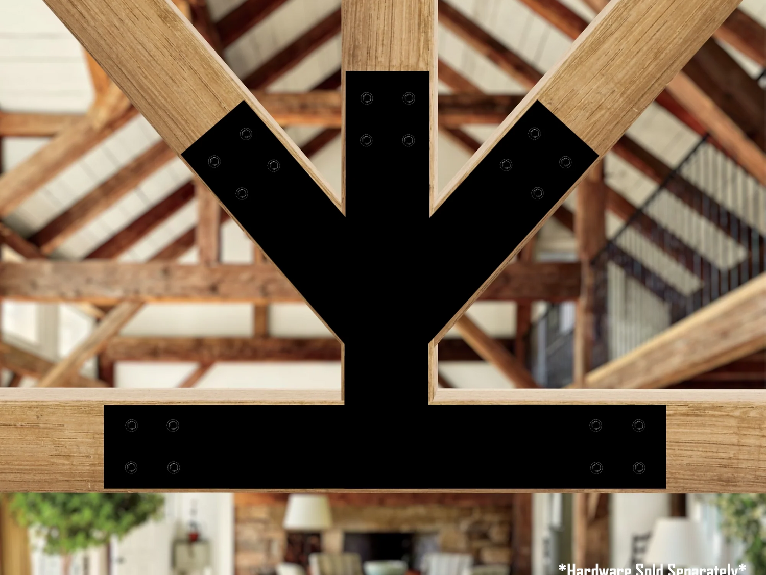 Custom Gable Bracket for Exposed Truss, V Top - Wood Post Brackets - construction materials - building supports - beam supports - post supports