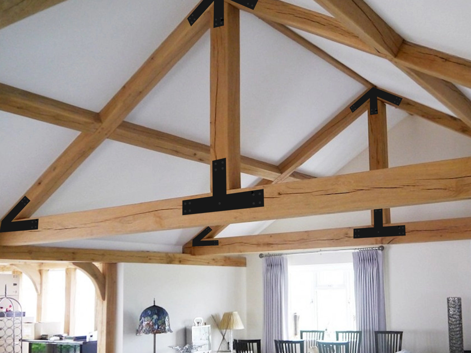 King Truss Bracket Set - Industrial Style - For 8 Inch Lumber - Wood Post Brackets - construction materials - building supports - beam supports - post supports