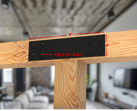 Straight Bracket - Industrial Style - 4 Inch Lumber - Wood Post Brackets - construction brackets - brackets for post and beam construction - beam supports - post support - timber frame brackets - barndominium brackets - exposed beam brackets