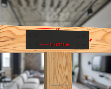 Straight Bracket - Industrial Style - 6 Inch Lumber - Wood Post Brackets - construction brackets - brackets for post and beam construction - beam supports - post support - timber frame brackets - barndominium brackets - exposed beam brackets