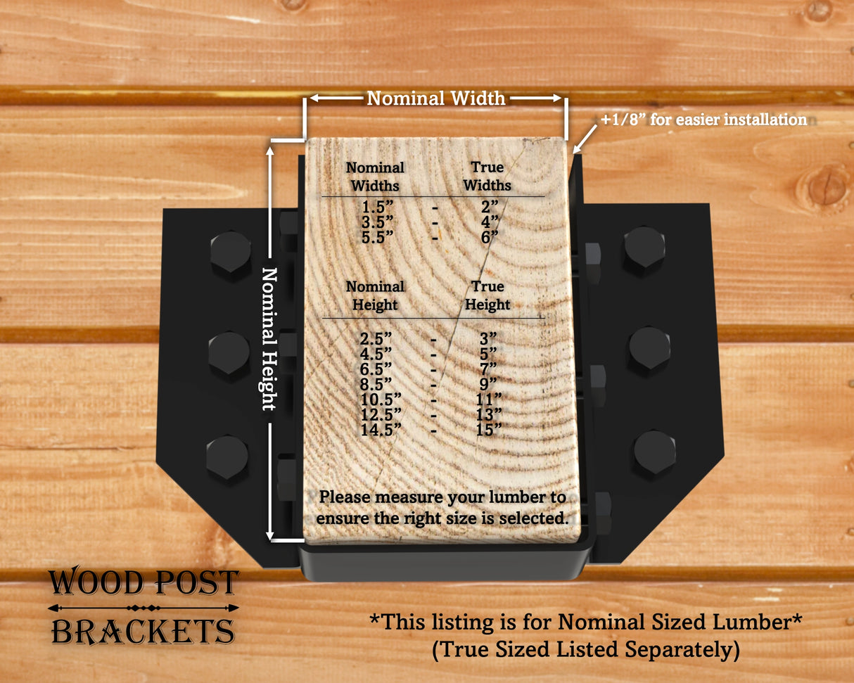 Joist Hangers - Down Angled - Hidden Flange Mount - True Sizes - Wood Post Brackets - construction brackets - brackets for post and beam construction - beam supports - post support - timber frame brackets - barndominium brackets - exposed beam brackets