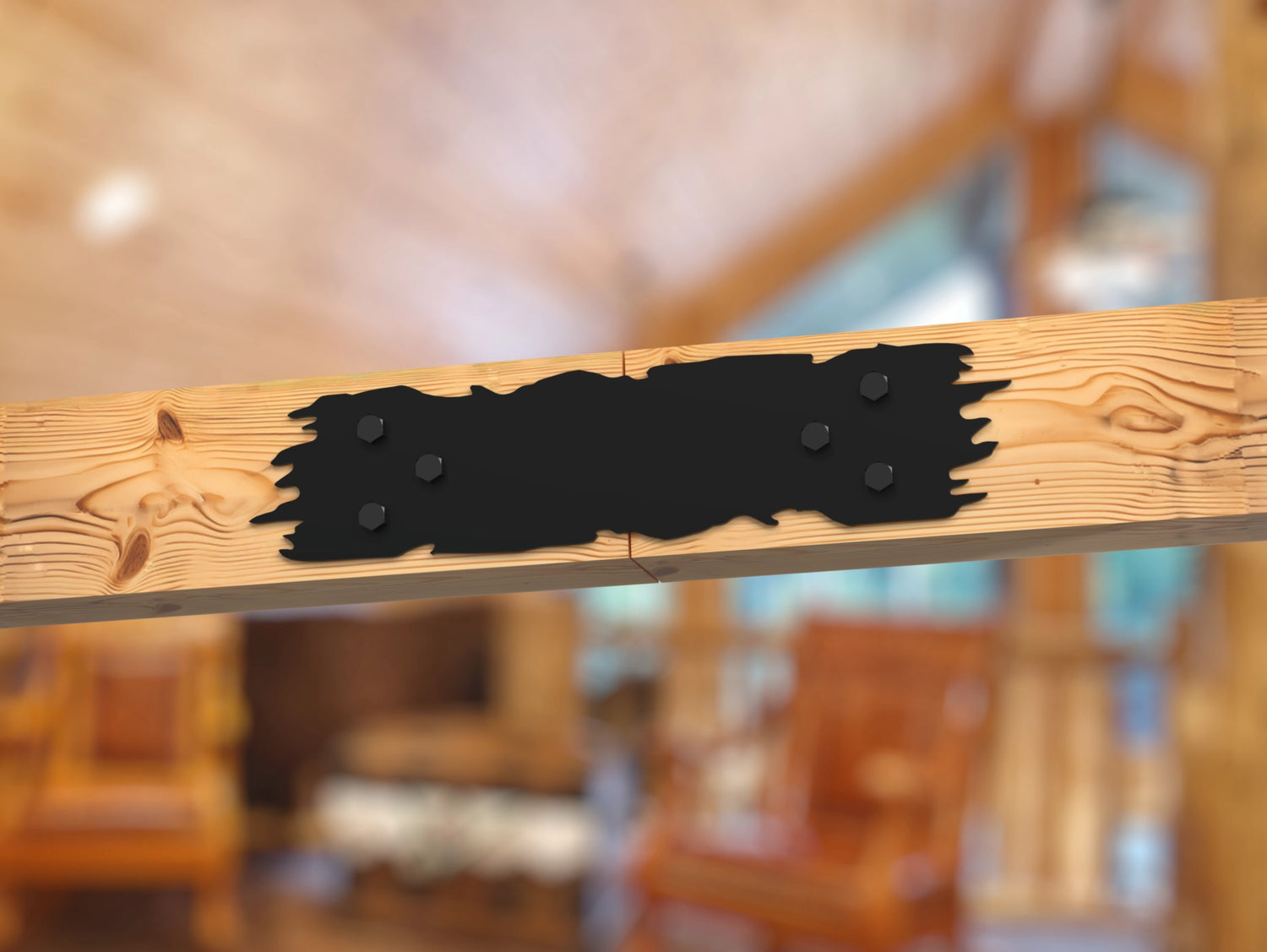 Straight Bracket - Rough Wood Style - For 8 Inch Lumber - Wood Post Brackets - construction brackets - brackets for post and beam construction - beam supports - post support - timber frame brackets - barndominium brackets - exposed beam brackets
