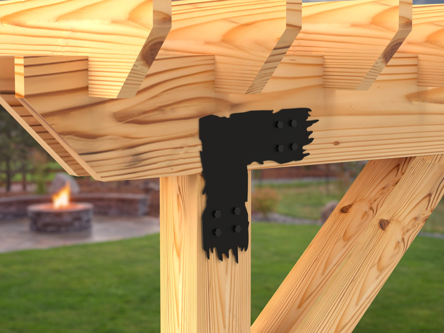 L Bracket - Rough Wood Style - For 8 Inch Lumber - Wood Post Brackets - construction brackets - brackets for post and beam construction - beam supports - post support - timber frame brackets - barndominium brackets - exposed beam brackets