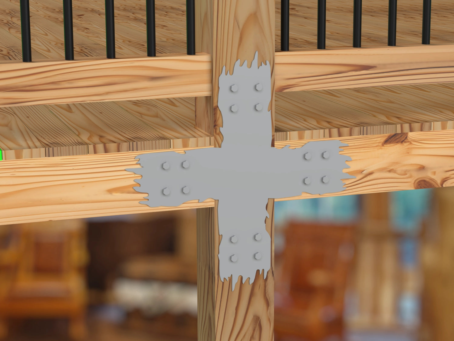 X Bracket - Rough Wood Style - For 8 Inch Lumber - Wood Post Brackets - construction brackets - brackets for post and beam construction - beam supports - post support - timber frame brackets - barndominium brackets - exposed beam brackets