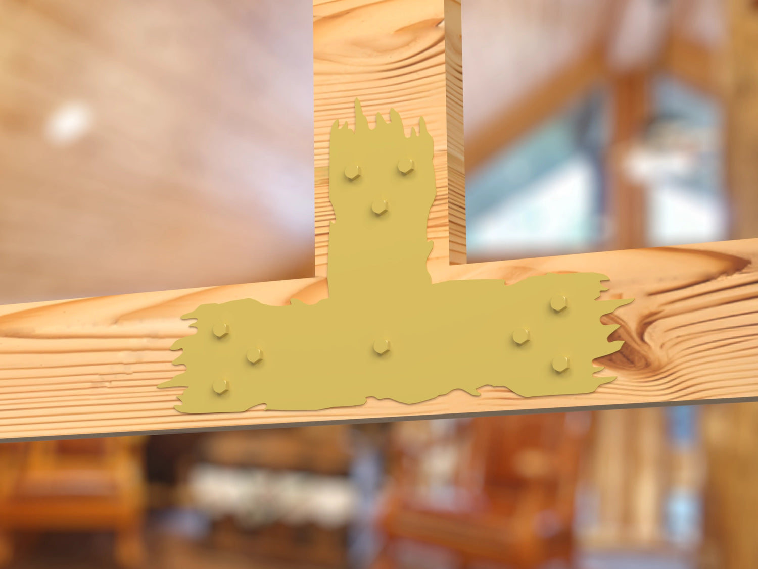 T Bracket - Rough Wood Style - For 8 Inch Lumber - Wood Post Brackets - construction brackets - brackets for post and beam construction - beam supports - post support - timber frame brackets - barndominium brackets - exposed beam brackets